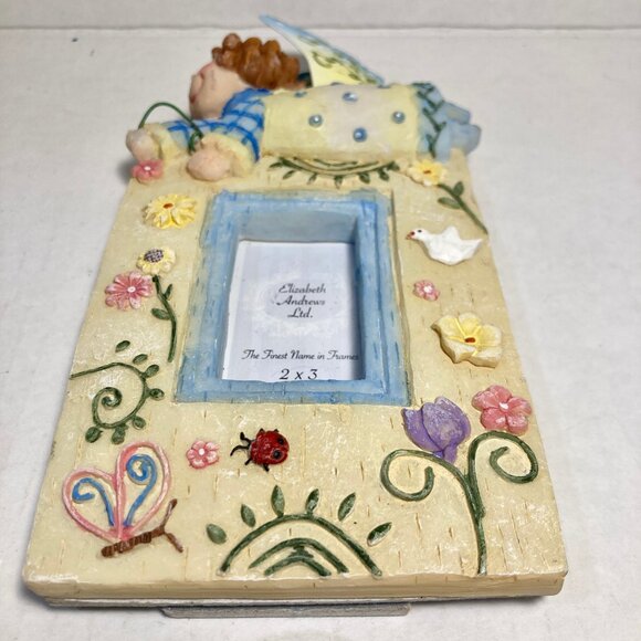 Vintage Elizabeth Andrews Angel Flower Resin Photo Picture Frame Ladybug Dove - Picture 7 of 10